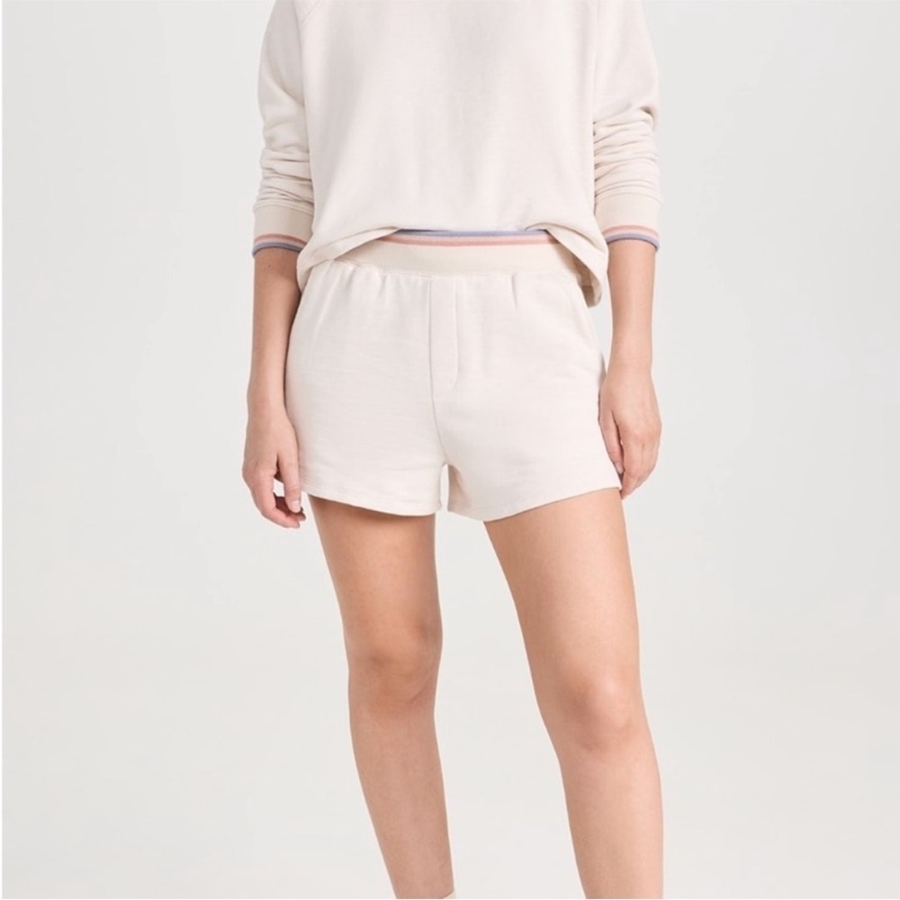 SPIRITUAL GANGSTER Anja Striped Slub Terry Cotton Casual Coastal Sweat Shorts